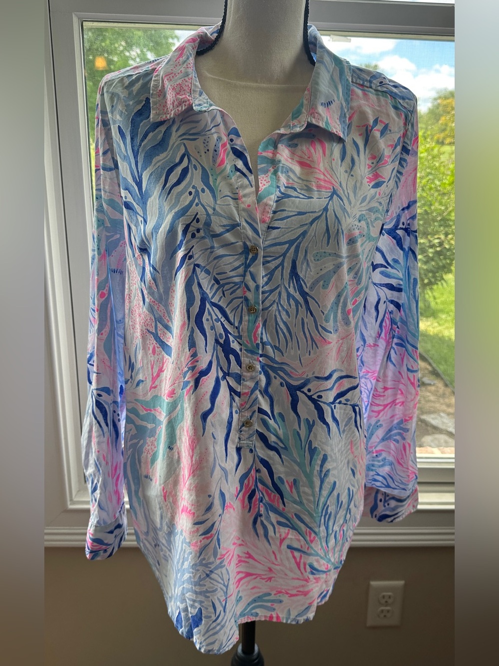 Lilly Pulitzer Captiva Tunic Kaleidoscope Coral, Size L